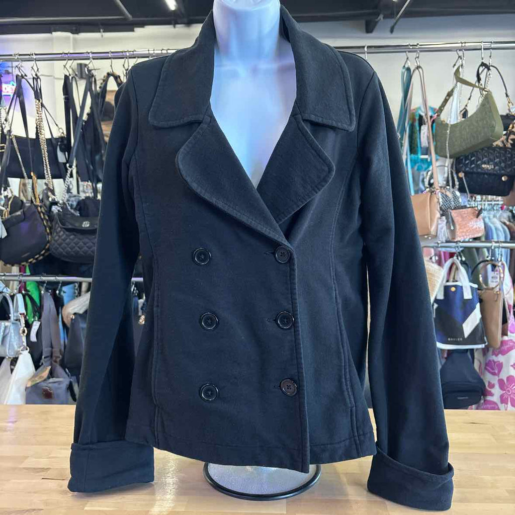 Norma Kamali Size M Black Double Breasted Pea Coat