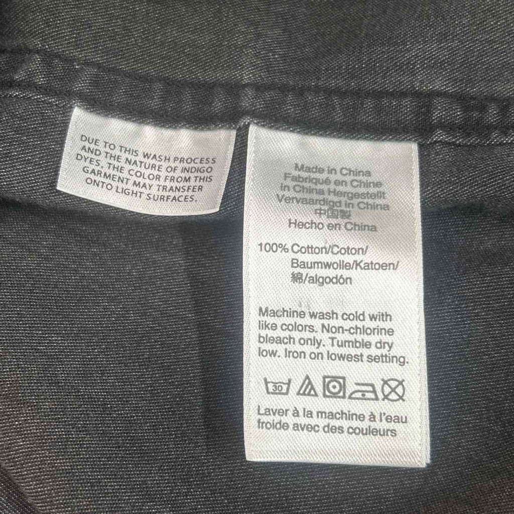 J Crew Size 16 Gray & Beige Denim Preloved Button Down LS