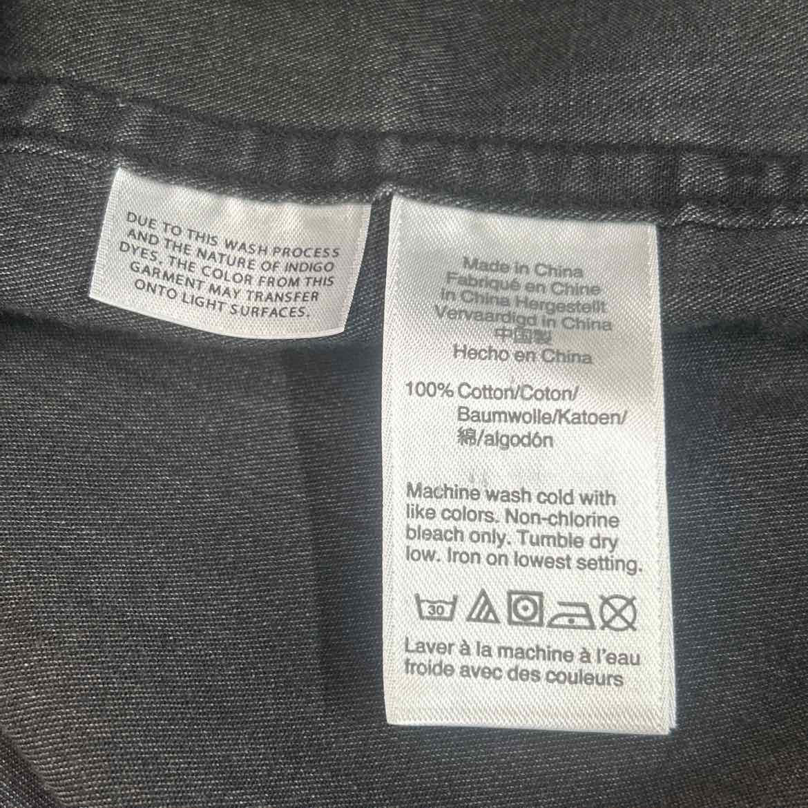 J Crew Size 16 Gray & Beige Denim Preloved Button Down LS