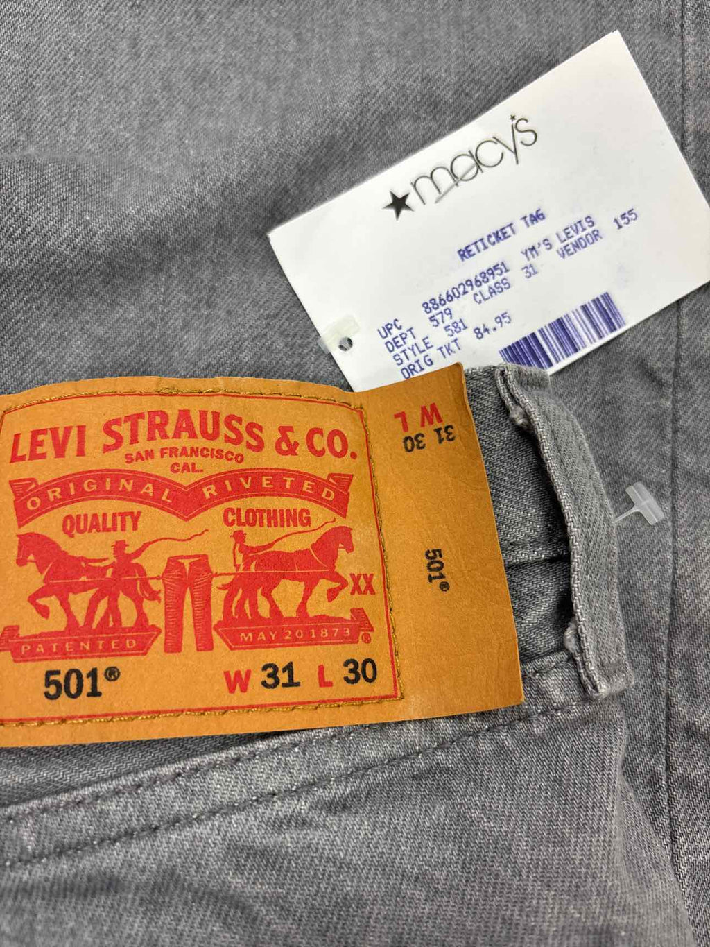 Levi's Size 31x30 Gray MENS Jeans