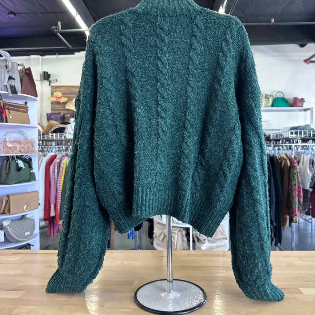 Steve Madden Women's Marcie Cable-Knit Mock-Neck Sweater - Winter Pine