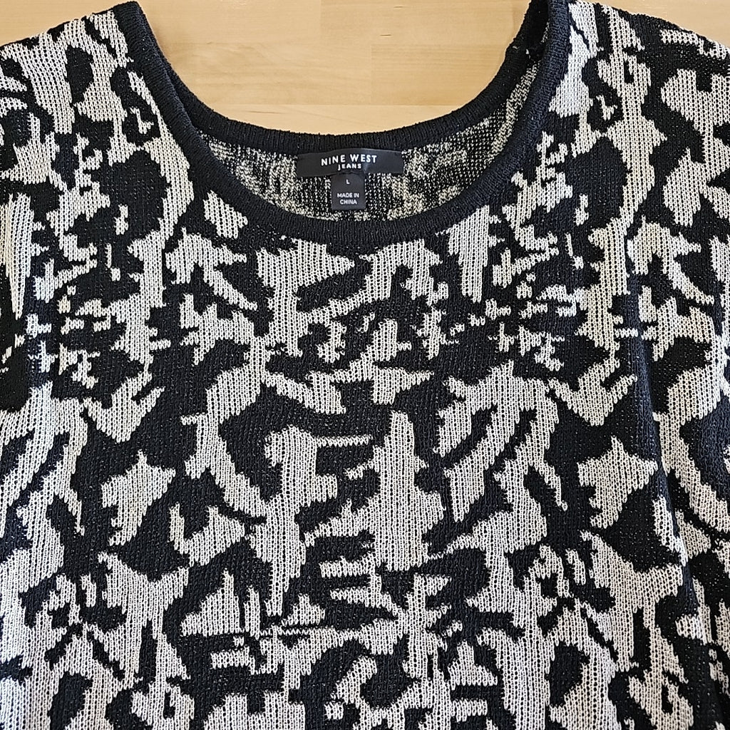 Nine West Size L BLACK & WHITE Shirt