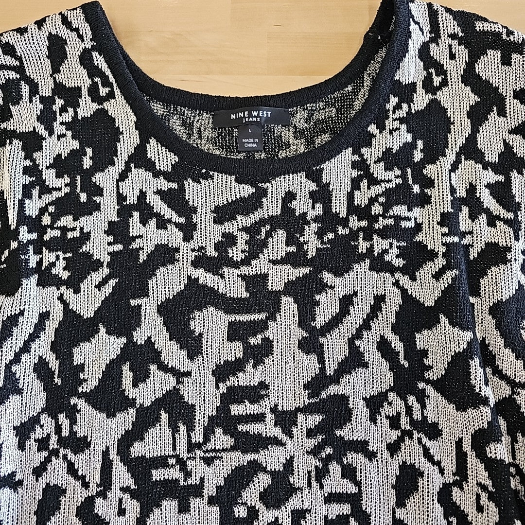 Nine West Size L BLACK & WHITE Shirt