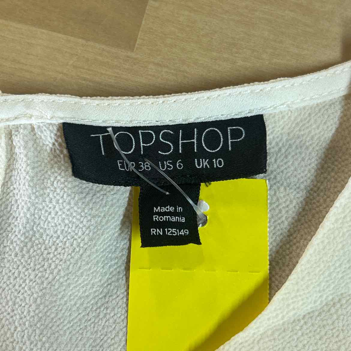 topshop Size 6 Off White Preloved Blouse LS