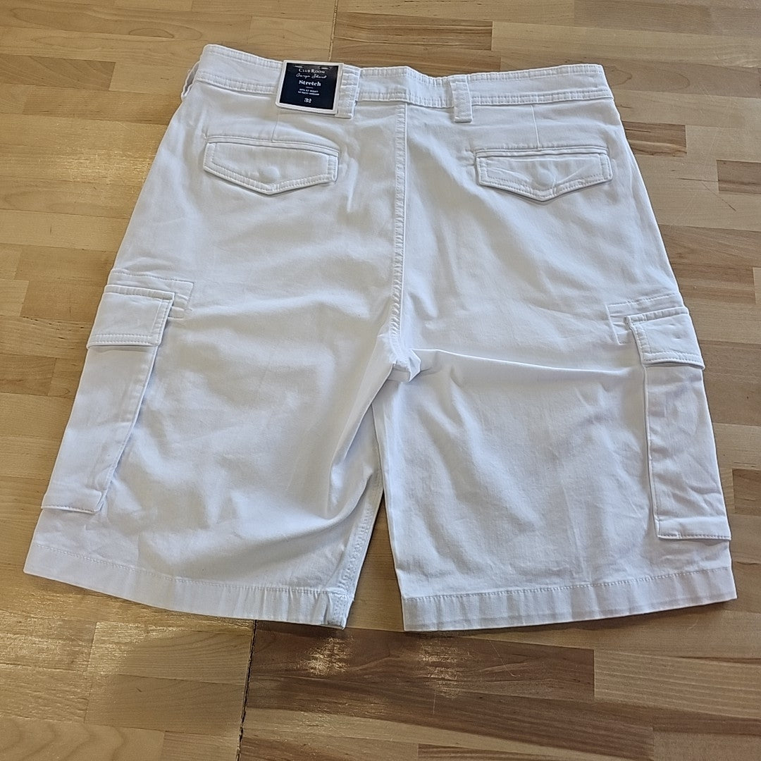 Club Room Men's Size 32 White Stretch Cargo Shorts NWT