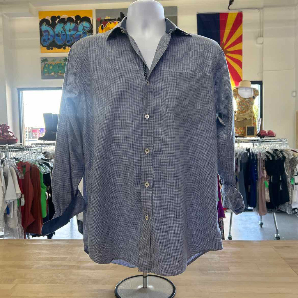 Bugatchi Size M Blue Preloved MENS Button Down Shirt