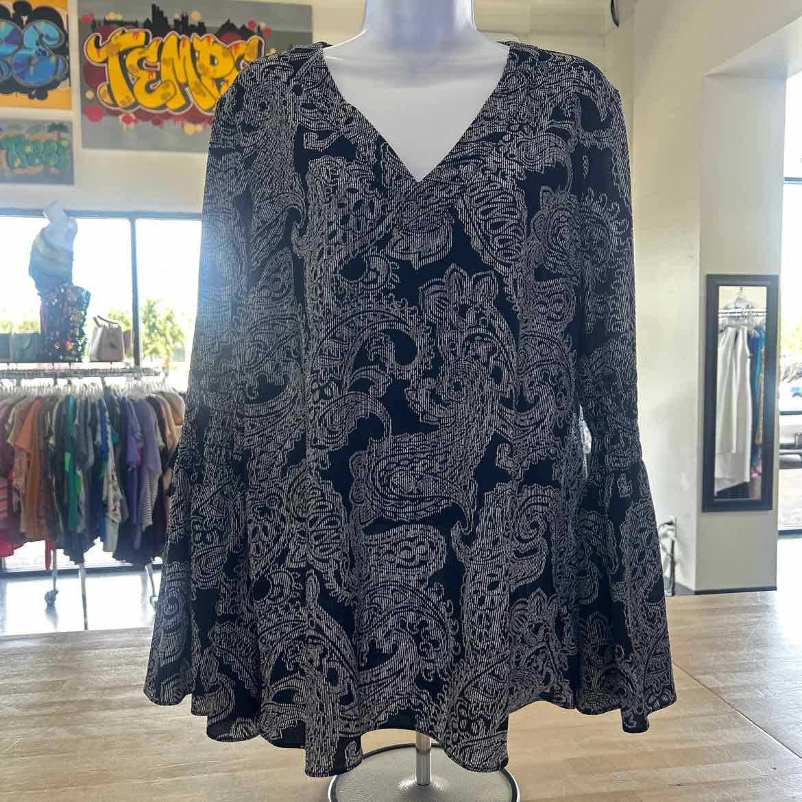 Michael Kors Size L Blue Polyester Elastane Preloved Blouse LS