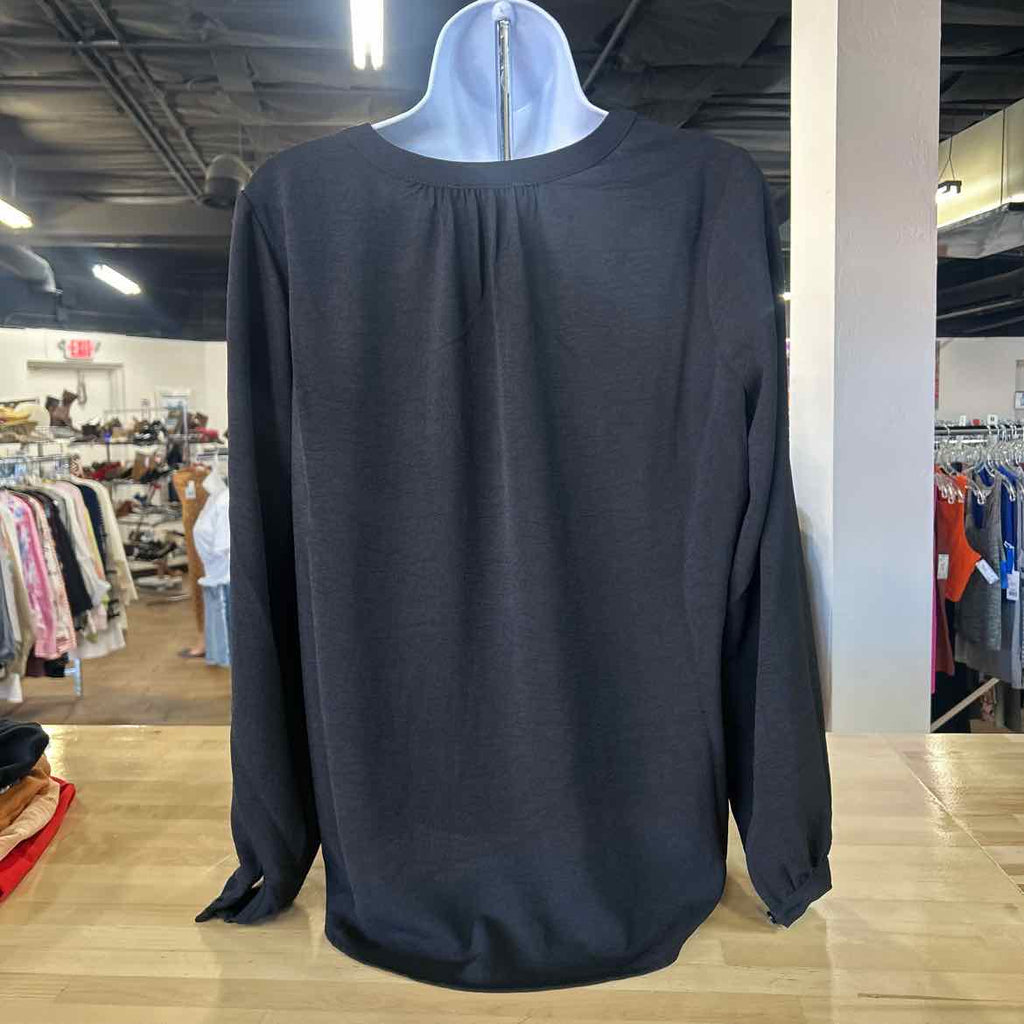 Adrianna Papell Size S Black Blouse LS