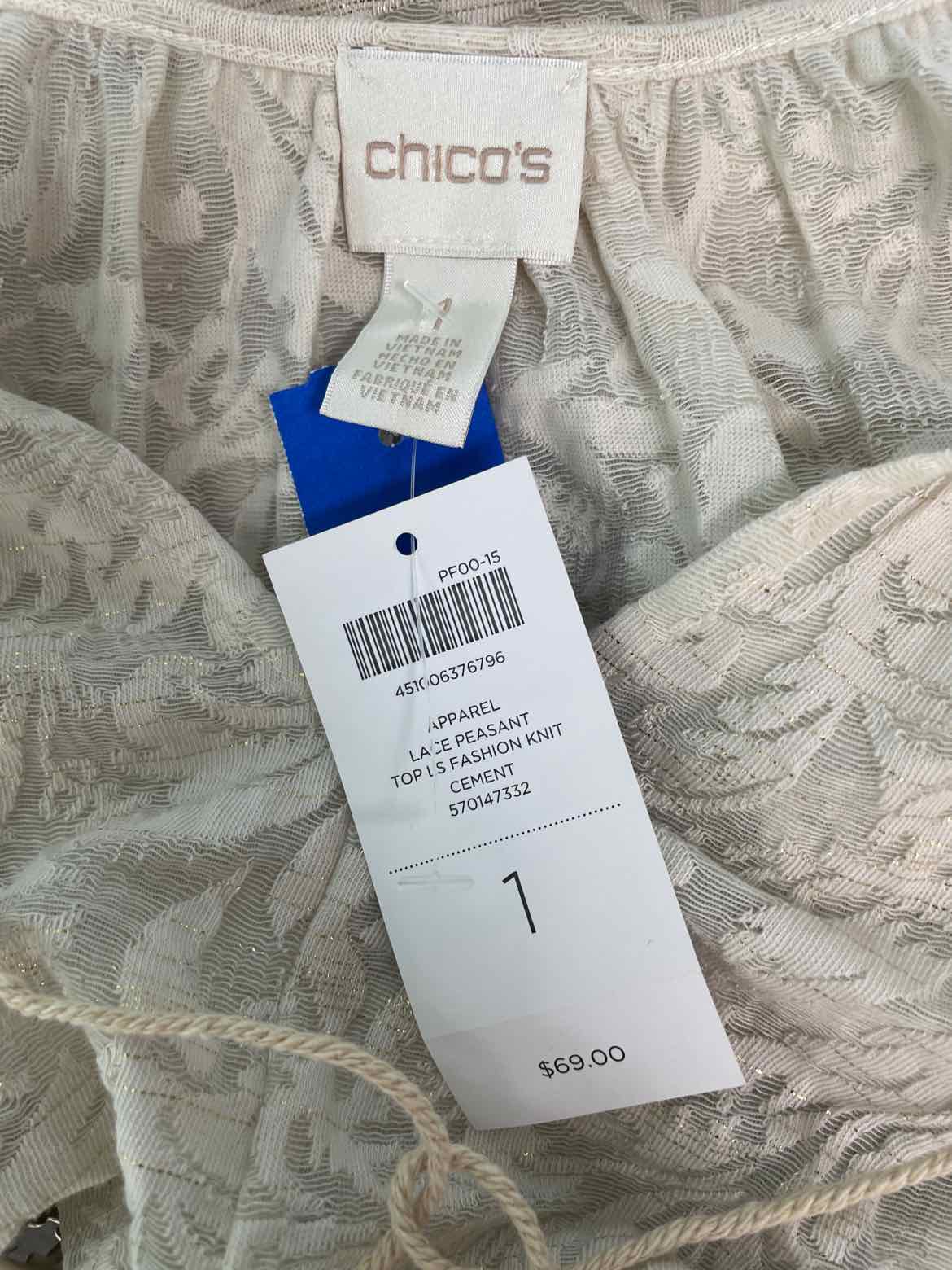 Chico's Size 1 Cream Blouse