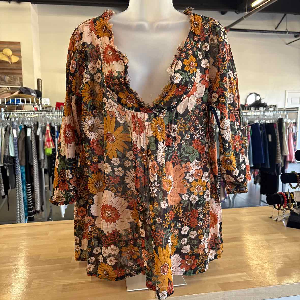 Natural Life Size S/M Multi - Fall Blouse