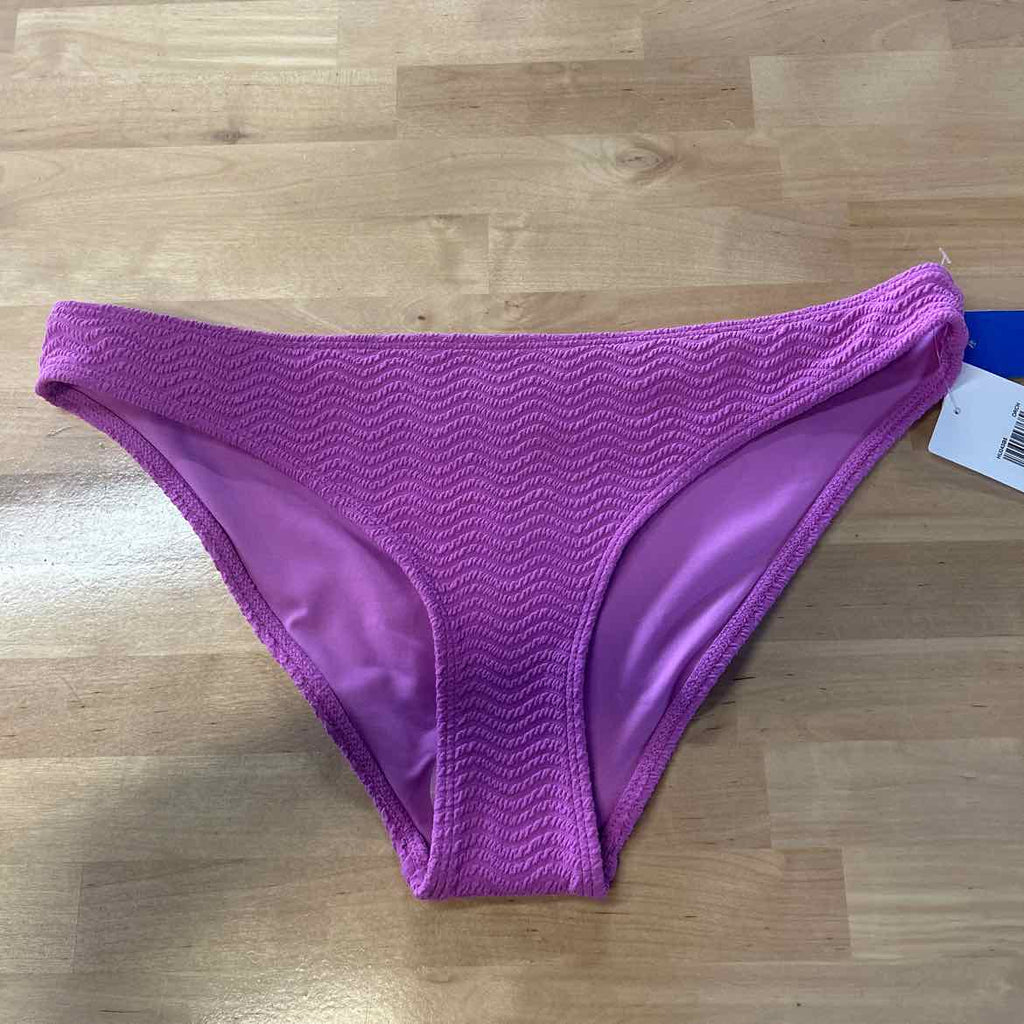 Hurley Size L Wave Srunch Moderate Bikini Bottoms - Orchid