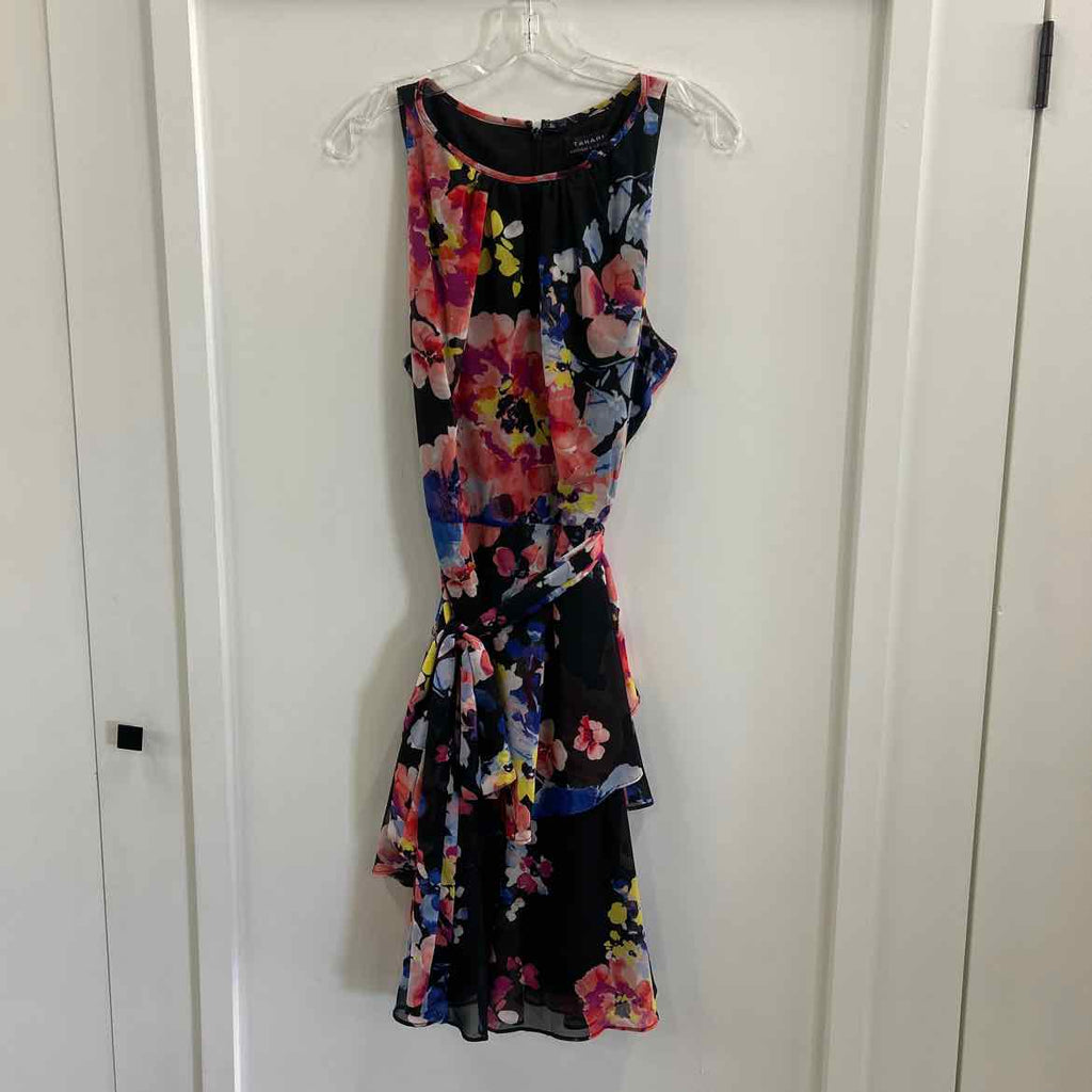 Tahari Size 14 Black & Mult Colors Preloved Dress