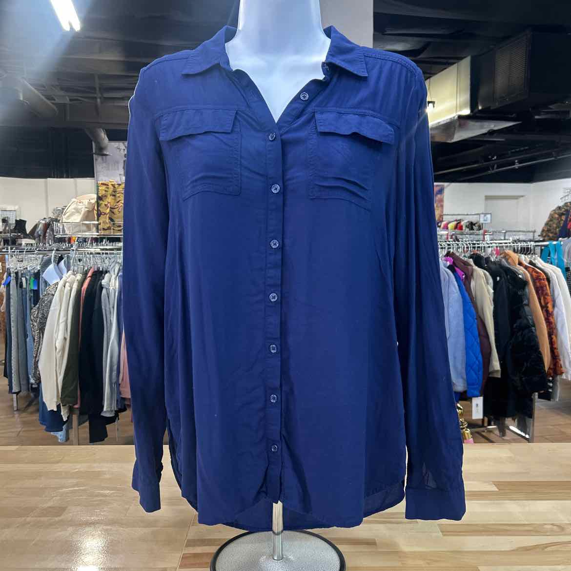 ANA Size S Blue Preloved Button Down LS