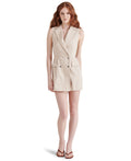 Steve Madden Size XS Paris Striped Blazer Romper - Khaki