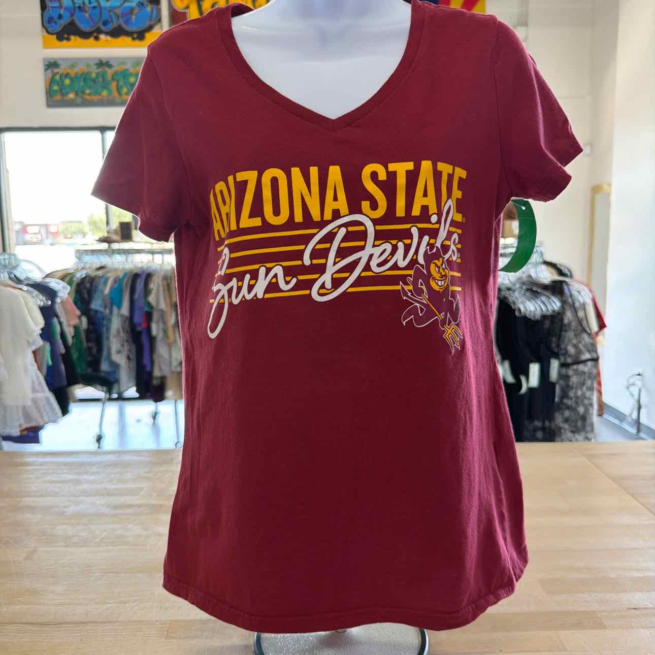 ASU Size S Burgandy Preloved T-Shirt SS