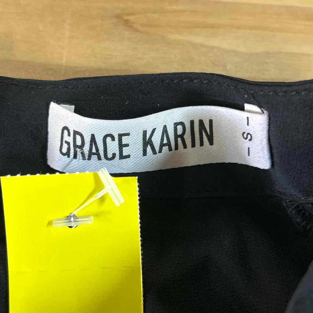 Grace Karin Size S Black Silk Preloved Blouse LS