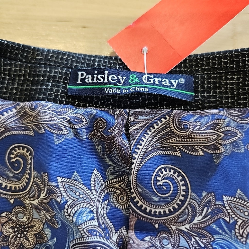 Paisley & Gray Men's Peak-Lapel Tuxedo Jacket - Black Silver Knit