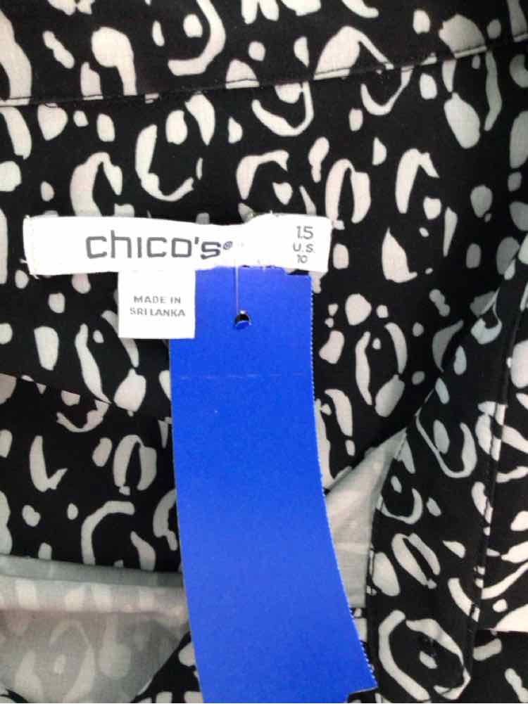 Chico's Size 1.50 (10) BLACK & WHITE Blouse