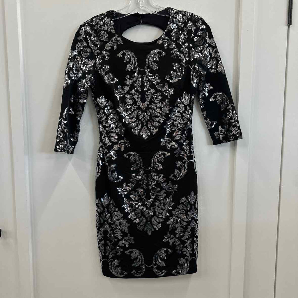 B Darlin Size 5/6 Black & Silver Dress