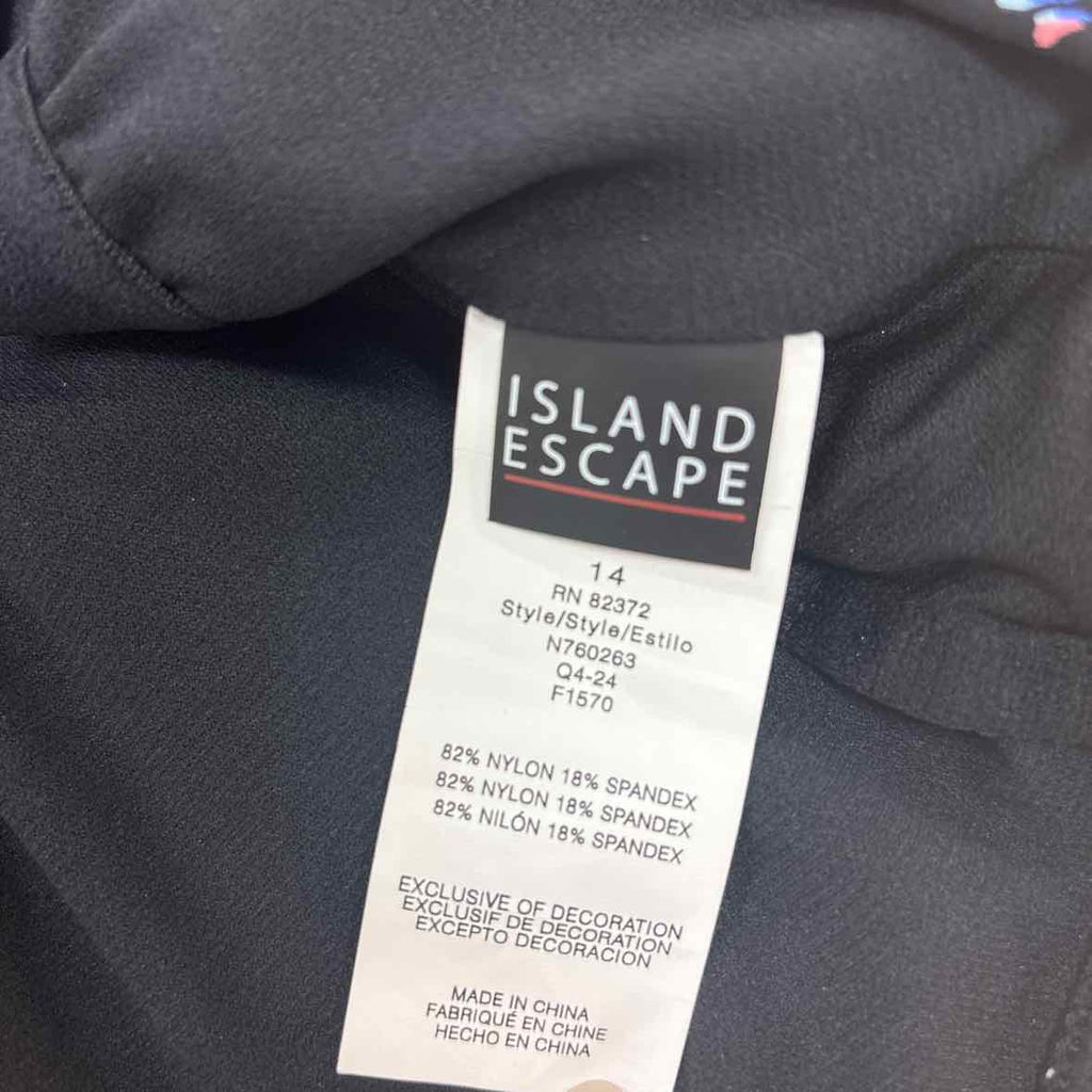 Island Escape Size 14 Black Pink Nylon Spandex New Swimsuit Bottom/Top