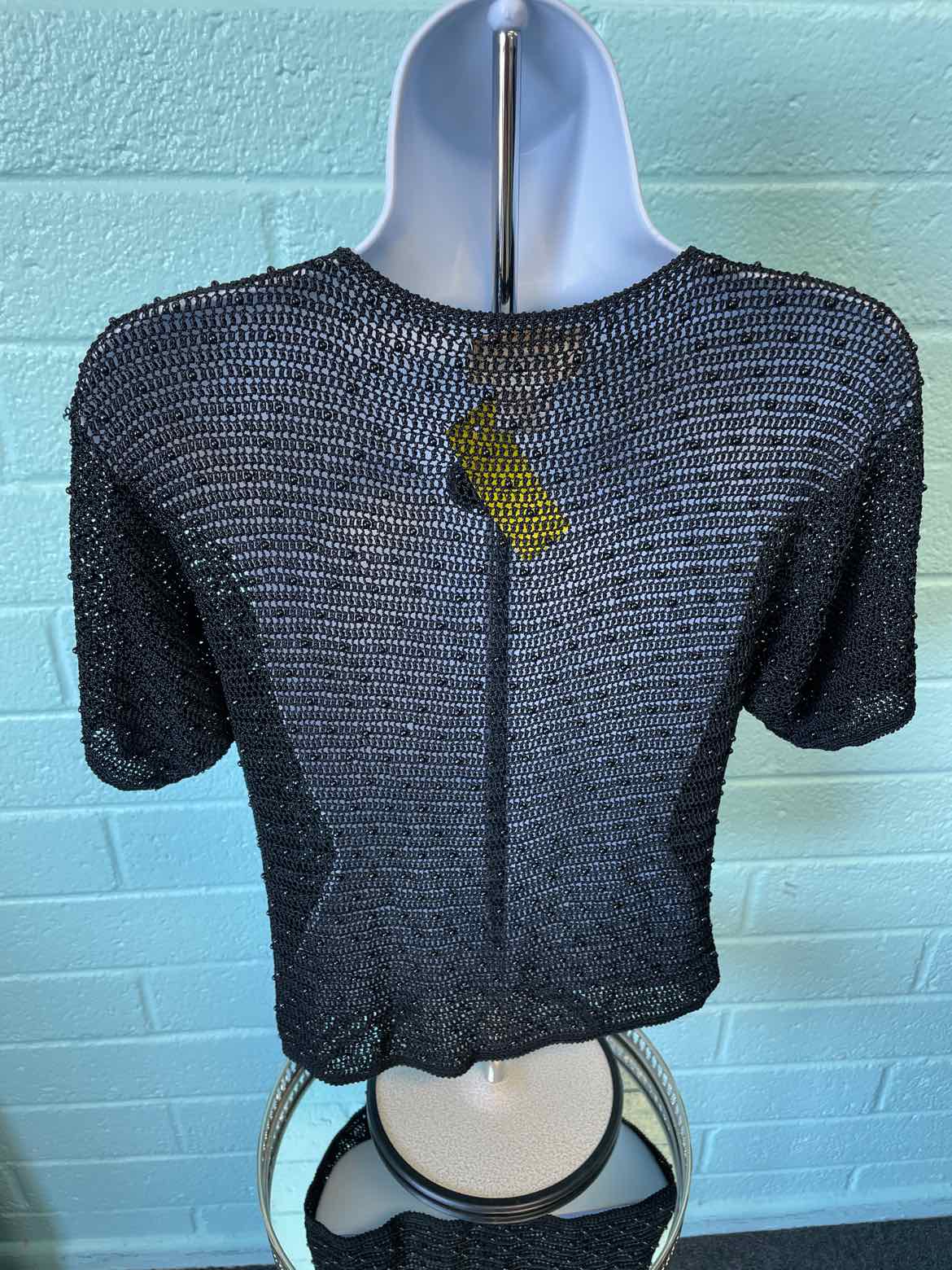 kroshetta Size M Black crochet & beaded Sweater