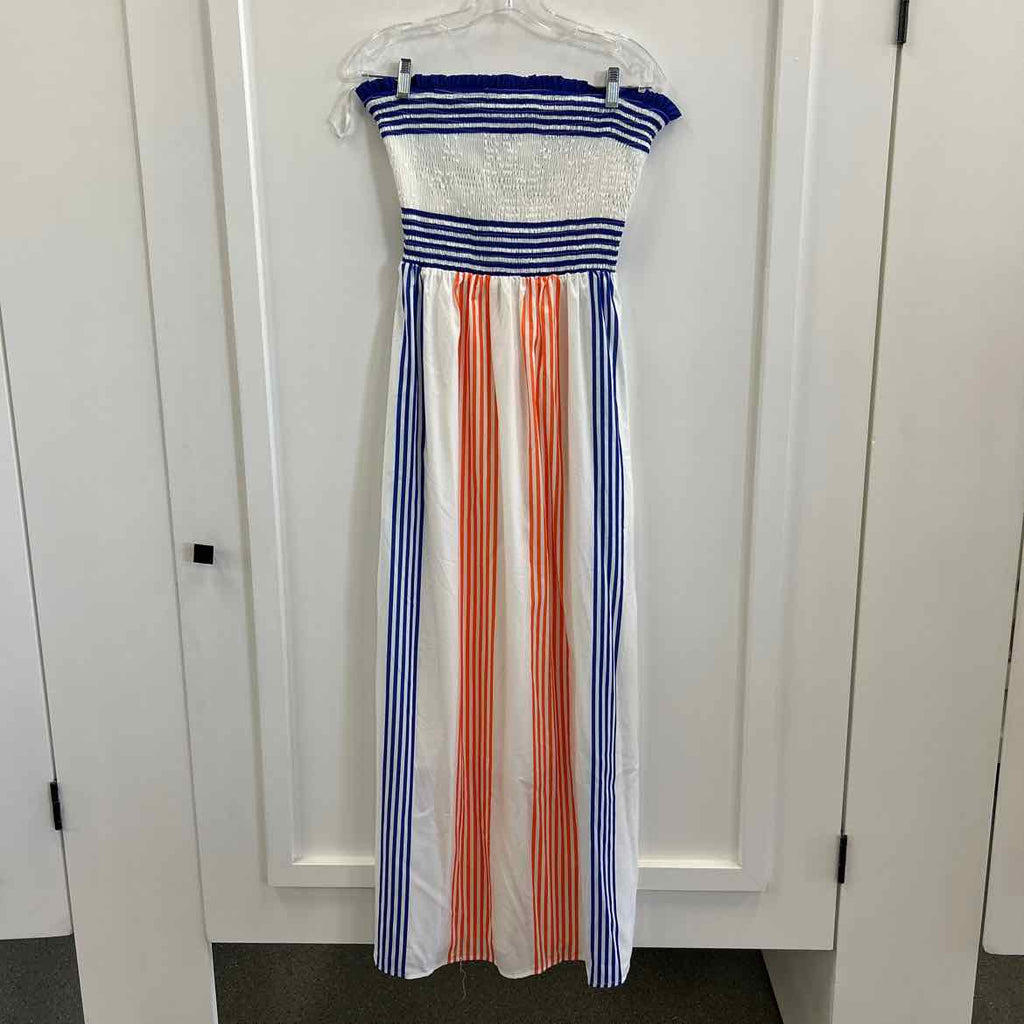Size S White Blue Orange Preloved Dress