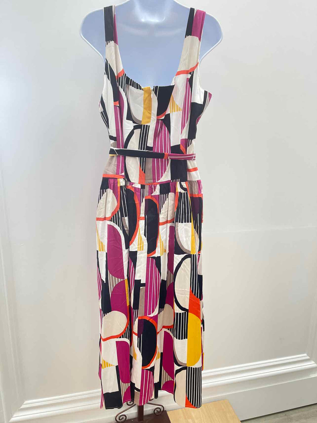 Karl Lagerfeld Paris Women's Geo-Print MIDI Dress - Cream/wine Multi