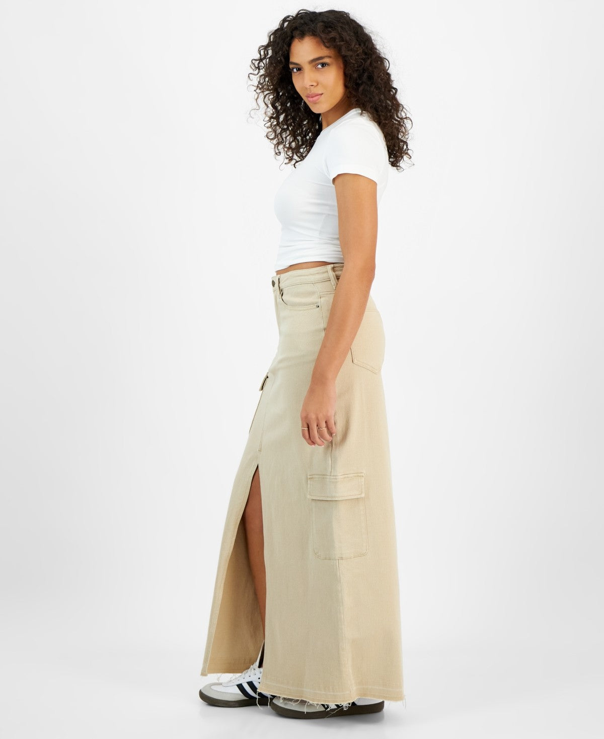 TINSELTOWN Size 0 Maxi Cargo Skirt - Buff Nude