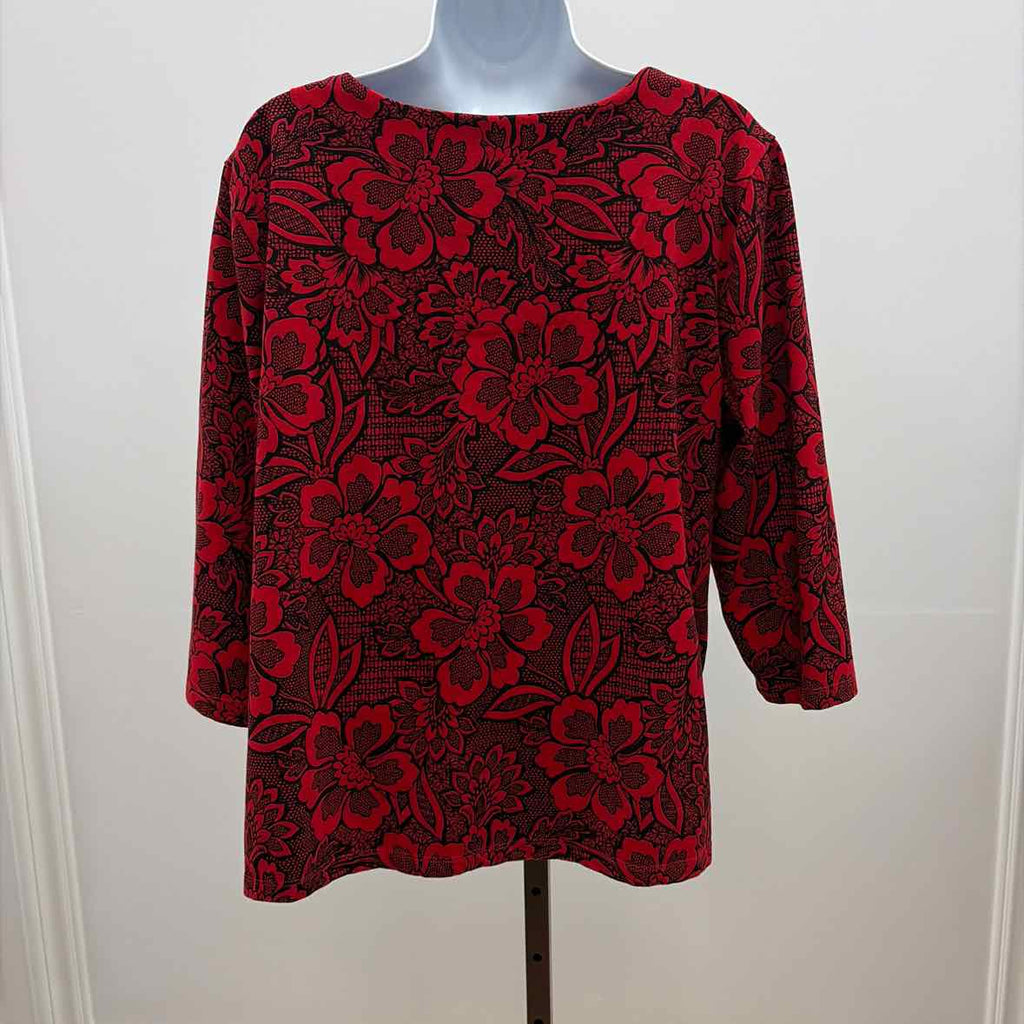 Allison Daley Size PL Red Black Knit Top