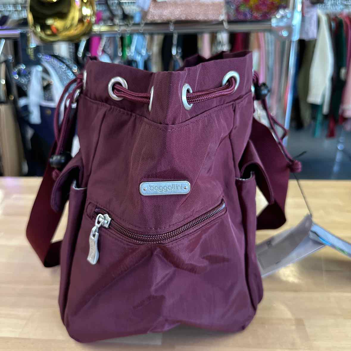 Baggallini Drawstring Crossbody Bag - Dark Cherry