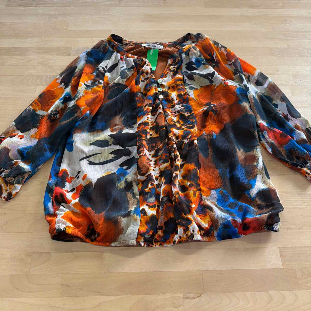 Figueroa&Flower Size PM Orange Preloved Blouse LS