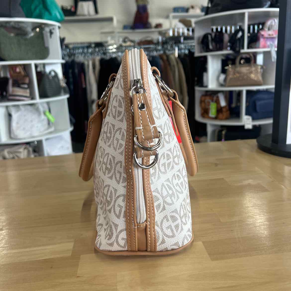 Giani Bernini Block Signature Dome Satchel - Ivory/Silver