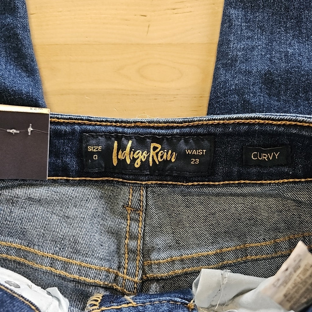 Indigo Rein Juniors' Mid-Rise Distress Curvy Jeans