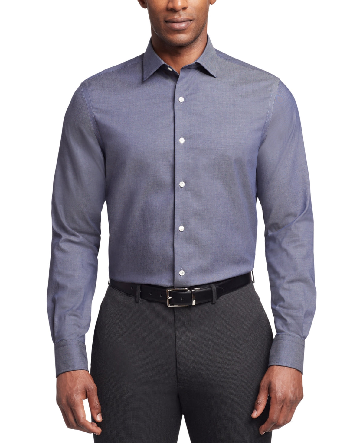 Tommy Hilfiger Size L Flex Regular Fit Wrinkle Free Stretch Twill Dress Shirt