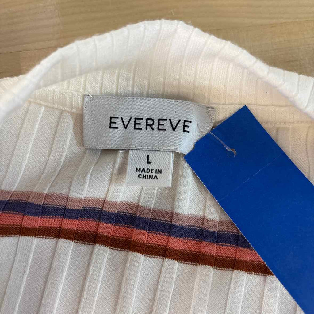 Evereve Size L White & Orange Sweater