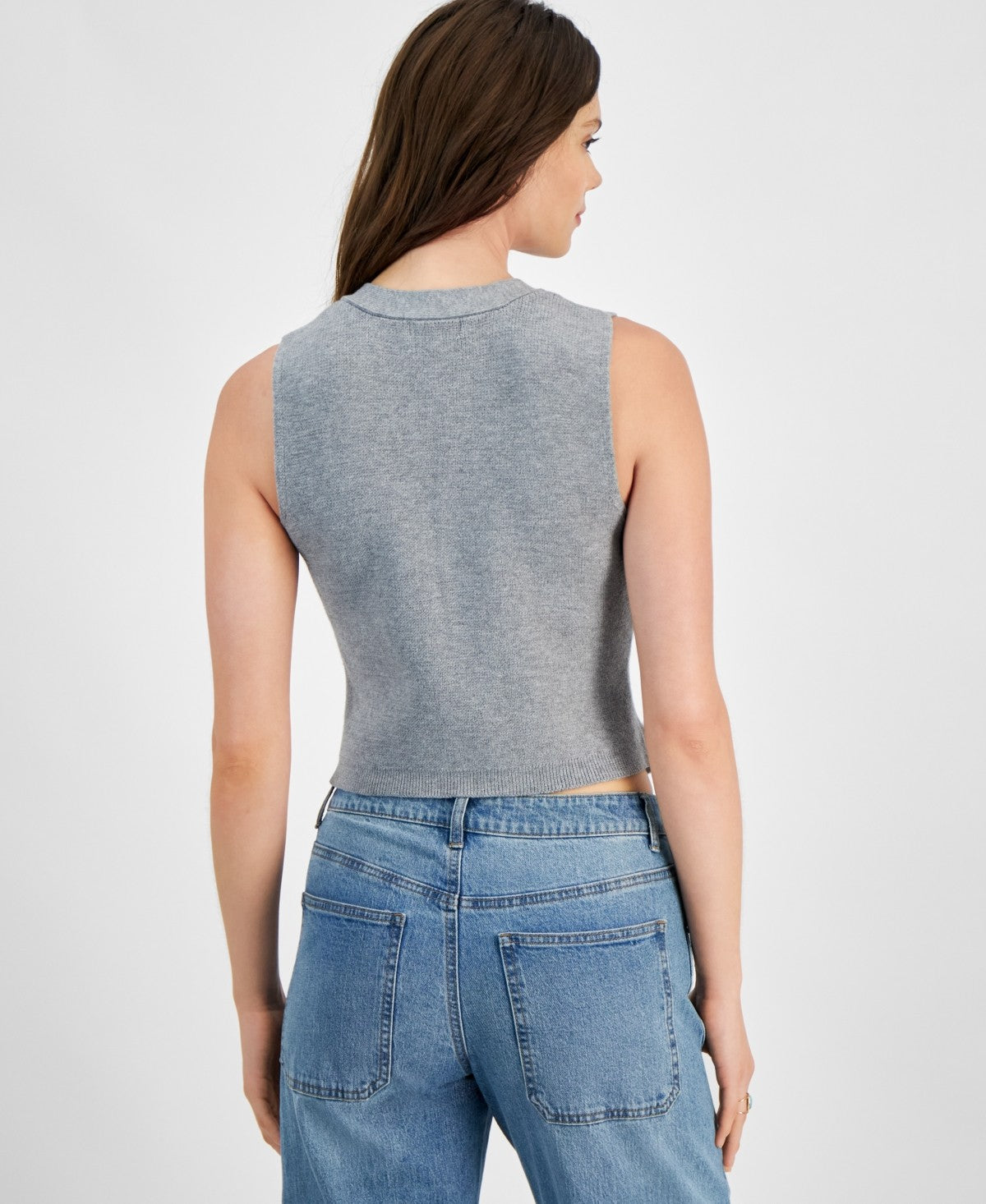 Ultra Flirt Juniors' V-Neck Button-Front Sweater Vest