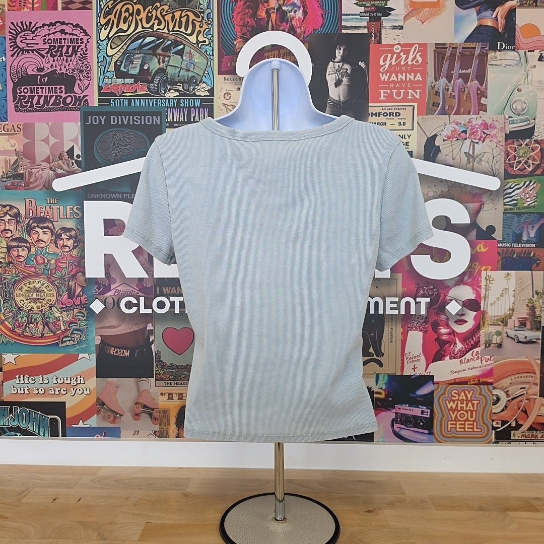 hippie rose Size XL Blue Ribbed New T-Shirt SS