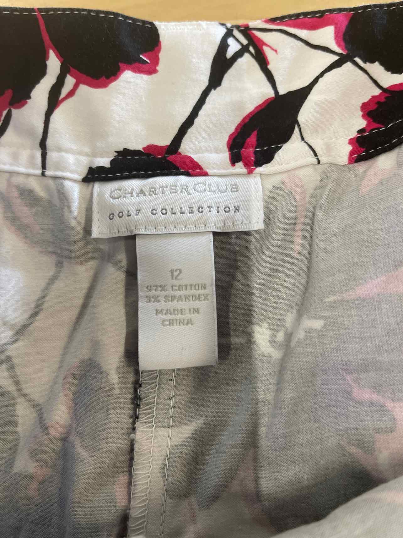 Charter Club Size 12 White Black Pink Preloved Skirt