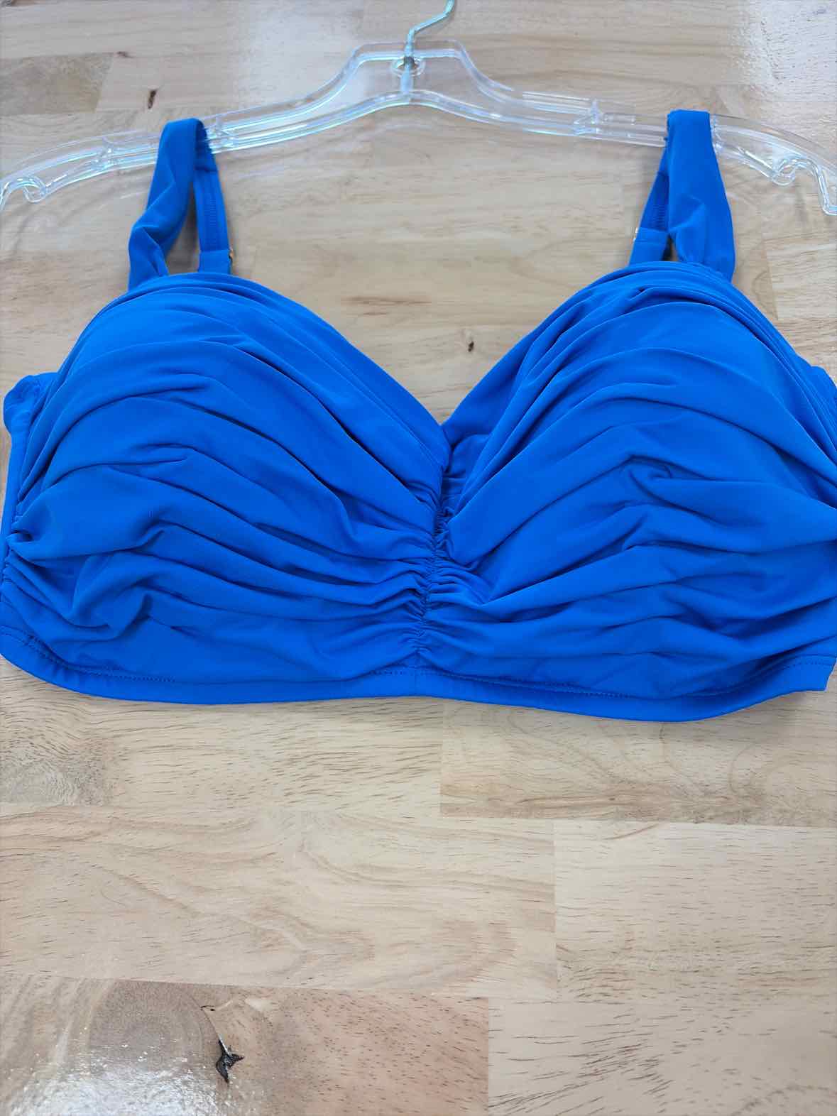 Bleu Size 34DD Shirred Bikini Top