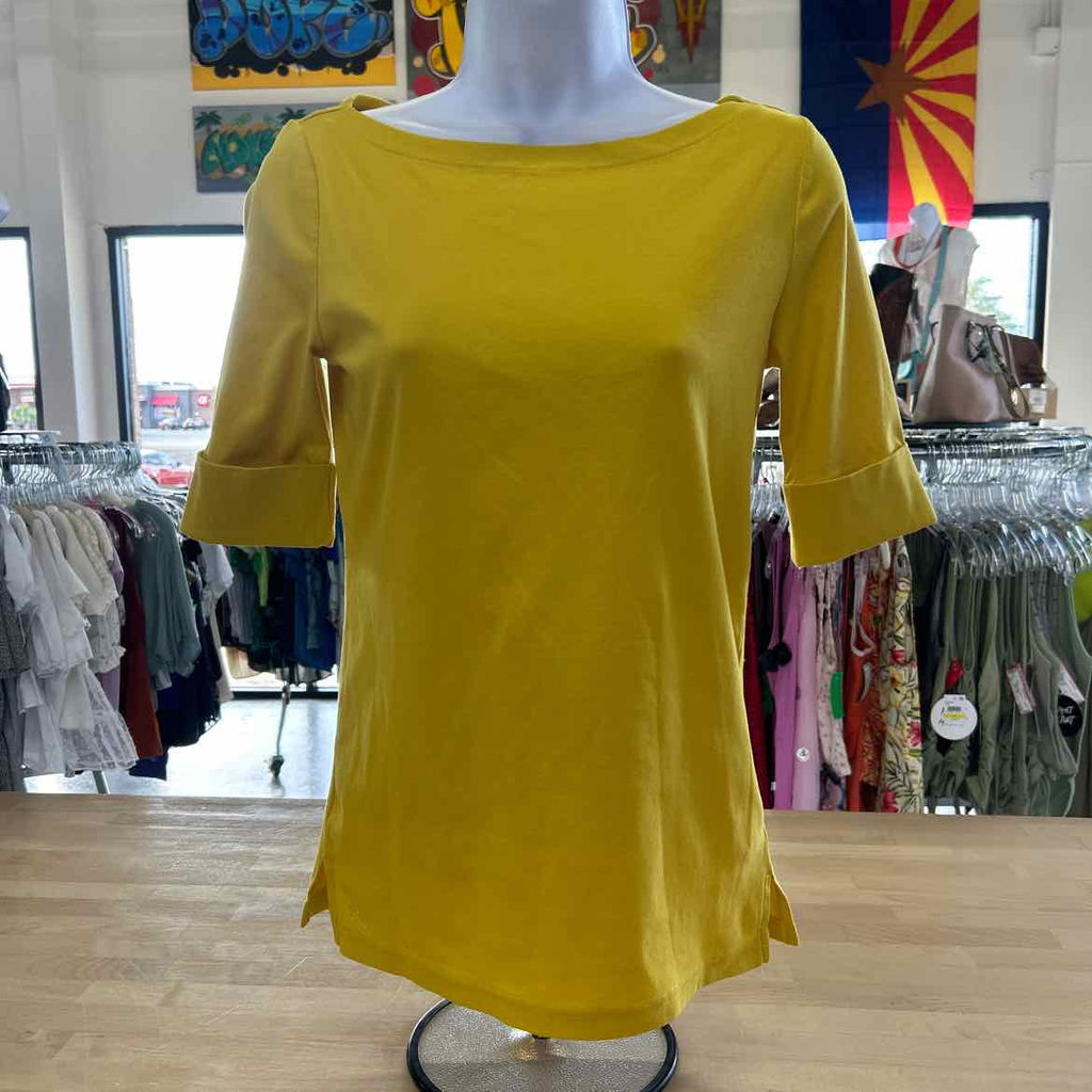 Ralph Lauren Size M Yellow Preloved T-Shirt LS