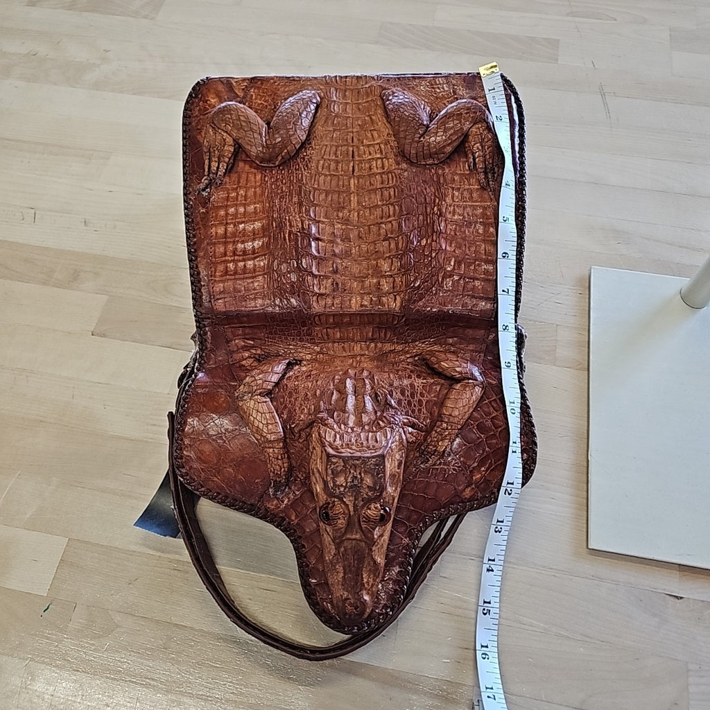 Brown Square Leather Preloved Handbag