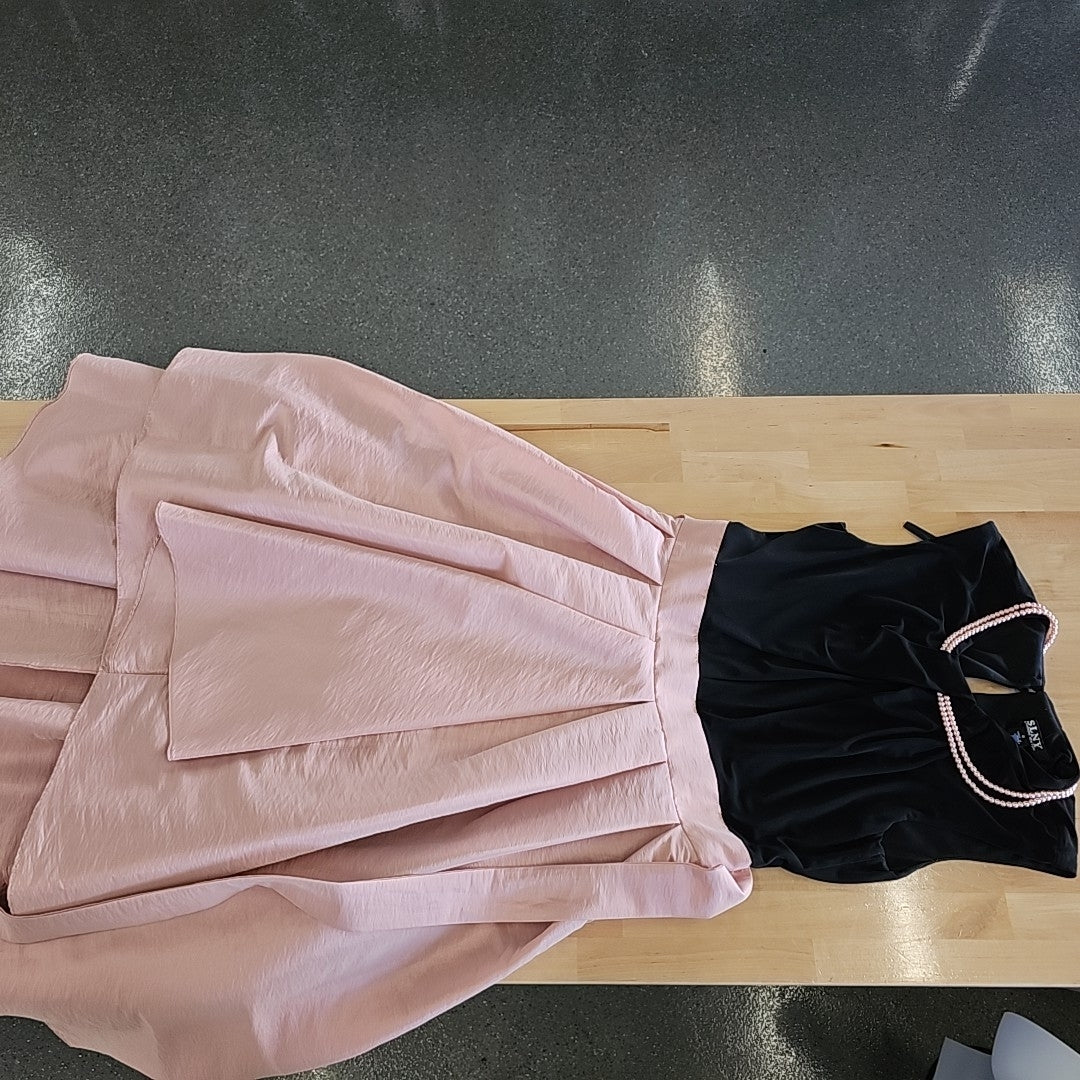 SLNY Size 8 Pink Black Dress