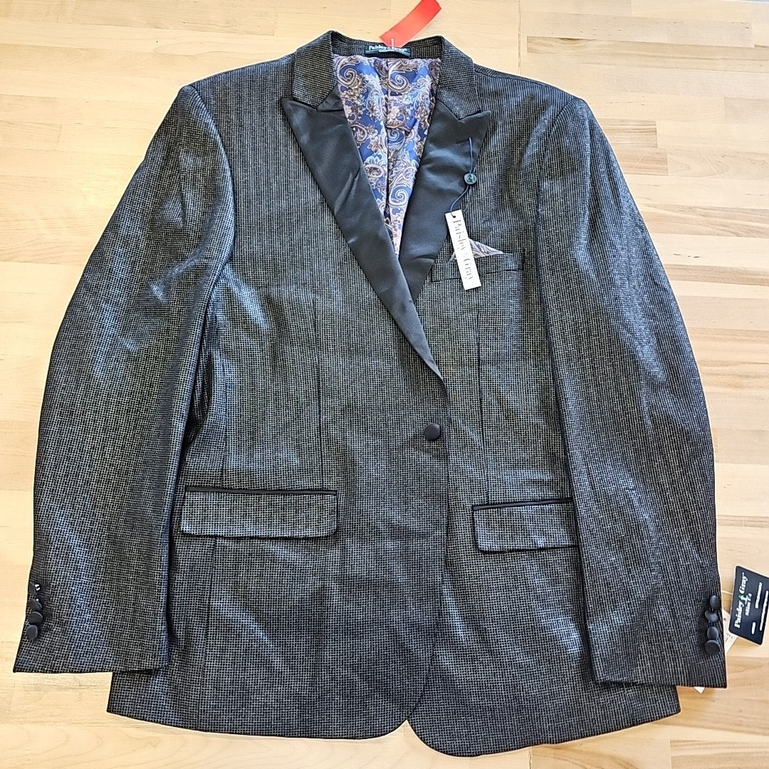 Paisley & Gray Men's Peak-Lapel Tuxedo Jacket - Black Silver Knit