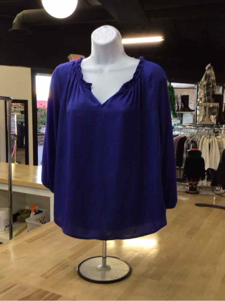 Chico's Size 0 (S) Blue Preloved Blouse LS