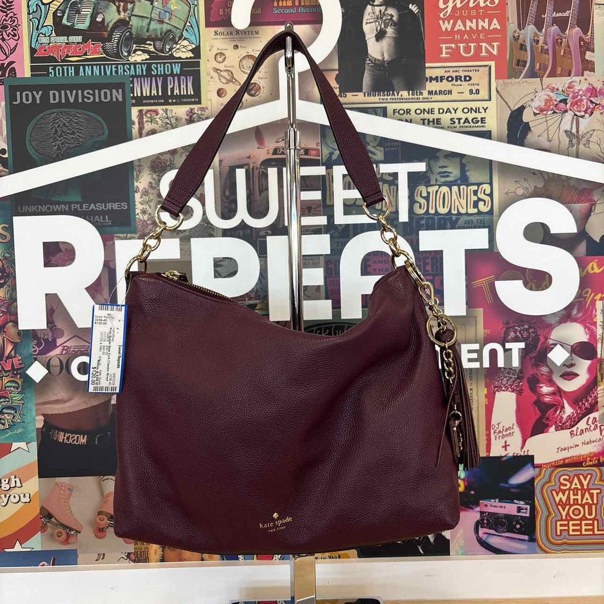 Kate Spade Plum Pebbled Leather Preloved Handbag