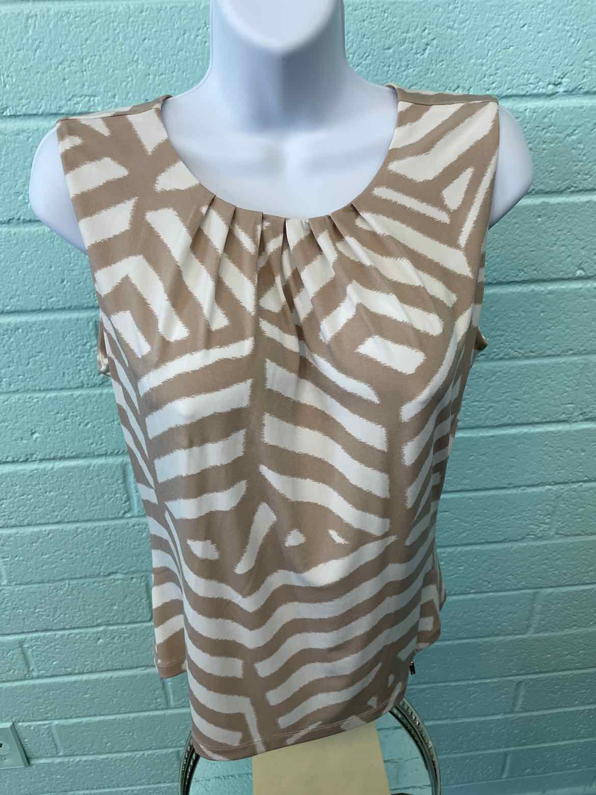 Calvin Klein Size S Tan/Cream Sleeveless