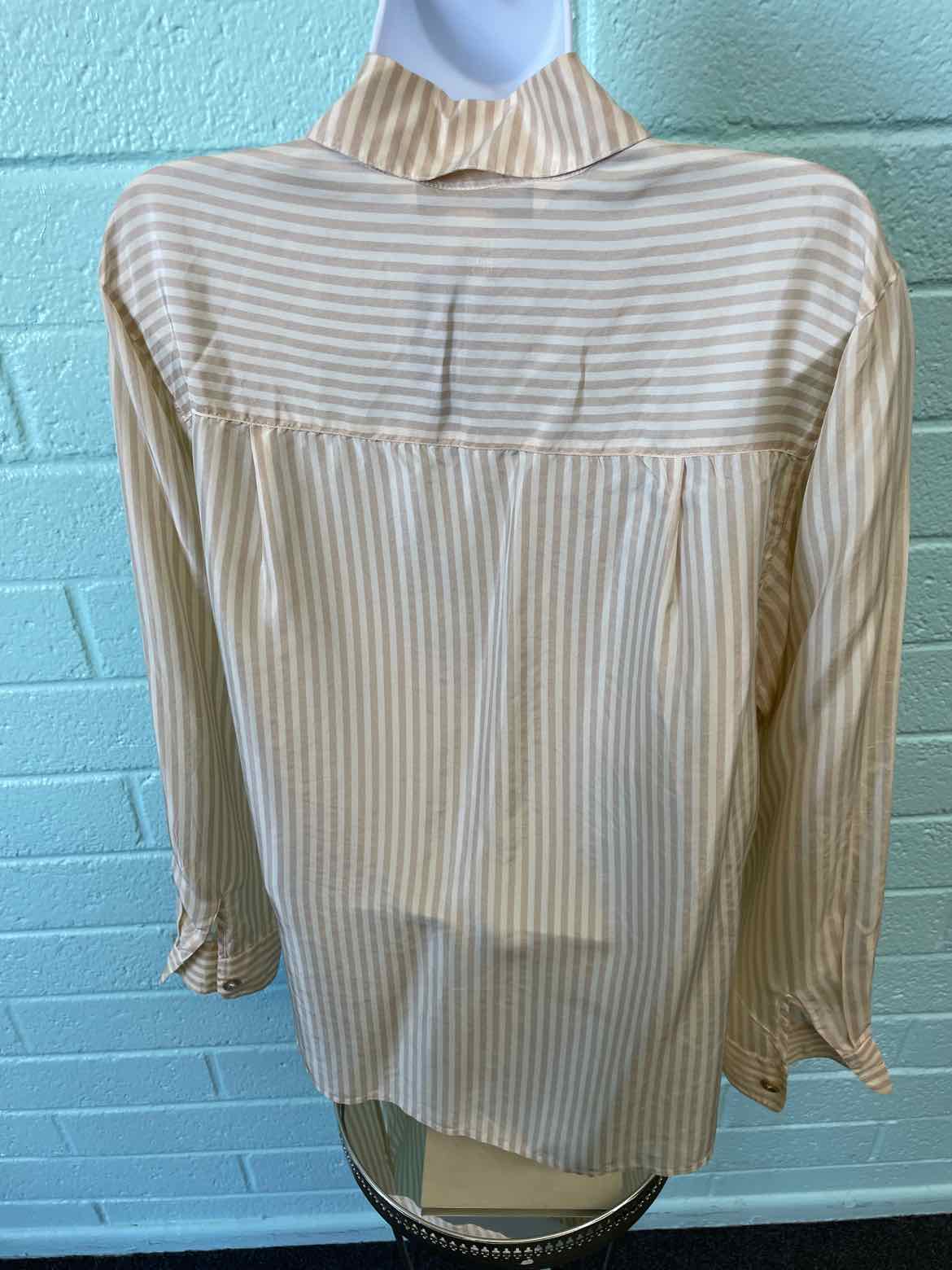 Melrose Size 6 White & Beige Blouse