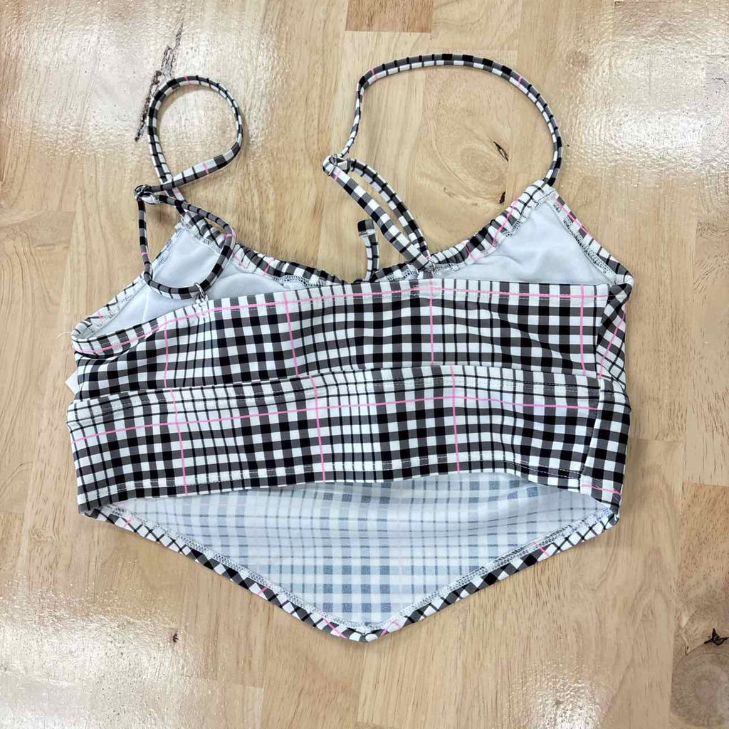 Salt + Cove Size M Plaid Tie-Front Tankini Top