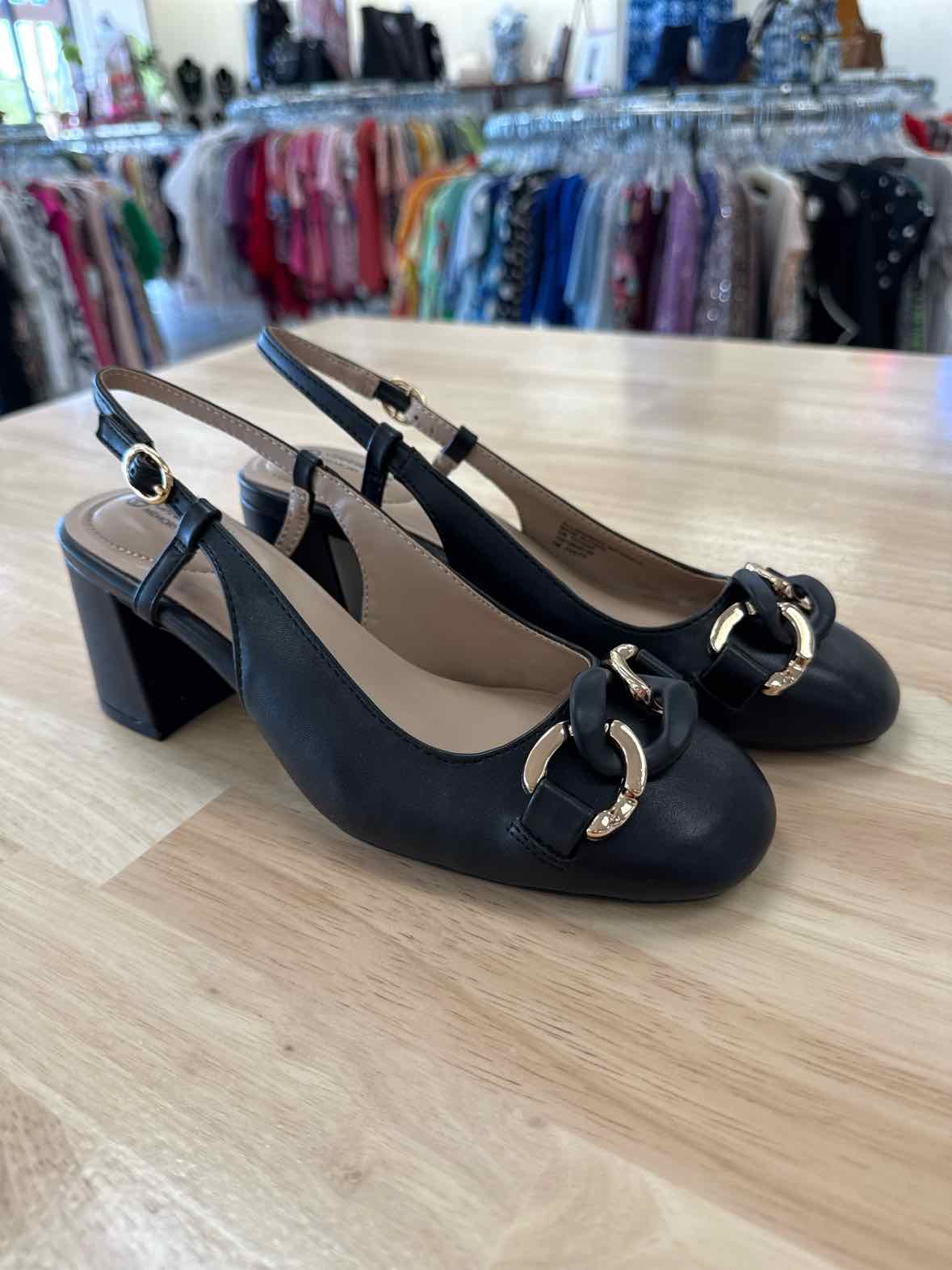 Giani Bernini Sz 8.5 Black Tatiaa Slip-on Slingback Memory Foam Block-Heel Pumps