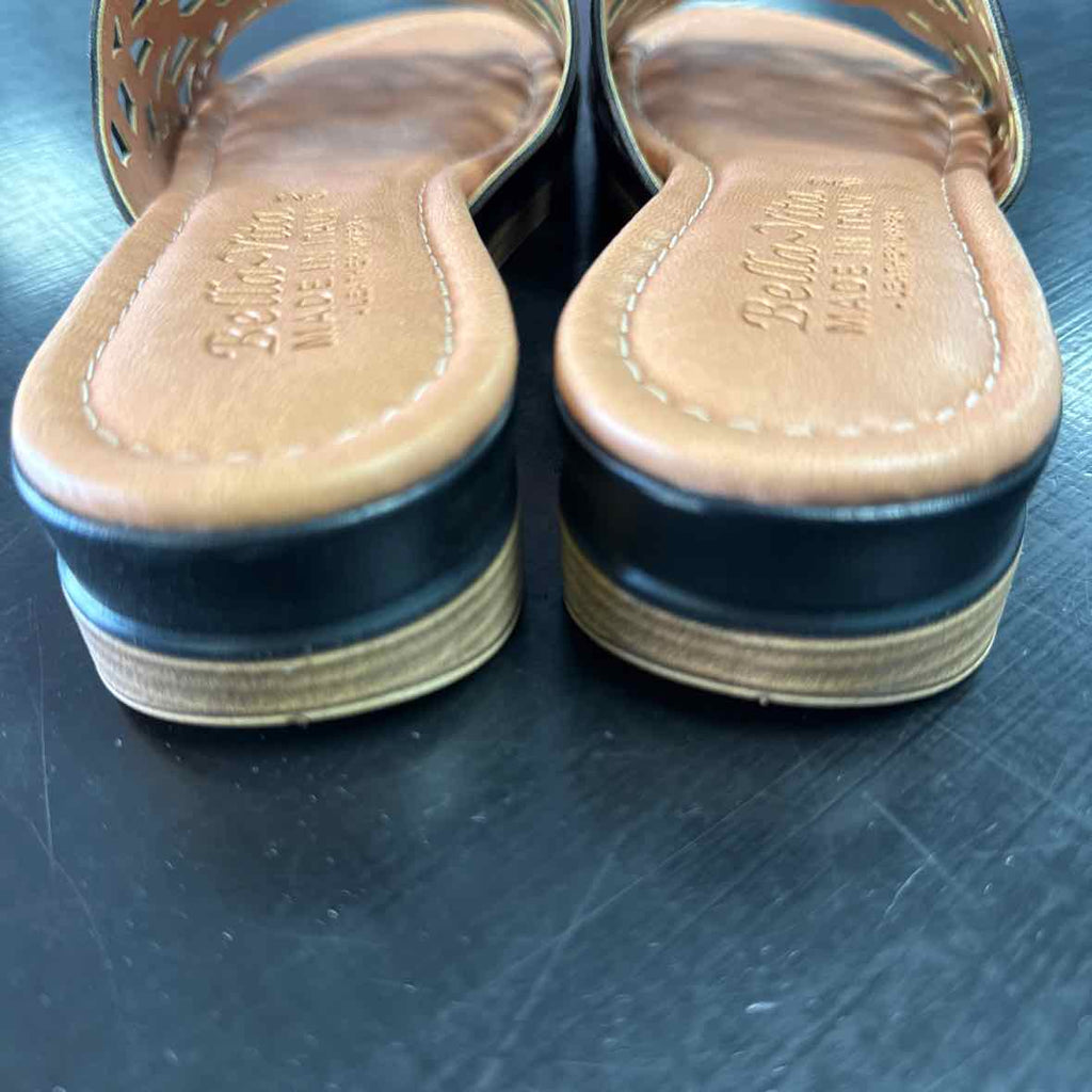 Bella Vita Shoe Size 5 Black Leather Slide Wedge Sandals NWT